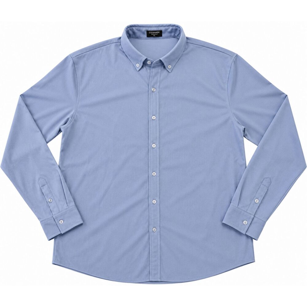 COOFANDY Mens XL Light Blue Stretch Button Down Dress Shirt Long Sleeve Casual